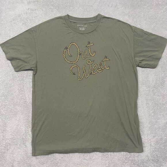 American Eagle Shirt Mens Extra Small Green Out West Graphic Tee Short Sleeve - Picture 1 of 7